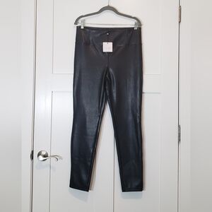 Laundry By Shelli Segal Black Faux Vegan Leather Hi Rise Pants Size Large New